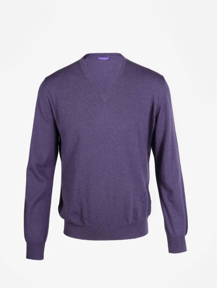 Patrick Hellmann CollectionPurple V-Neck Pullover 100% Woolimage1147
